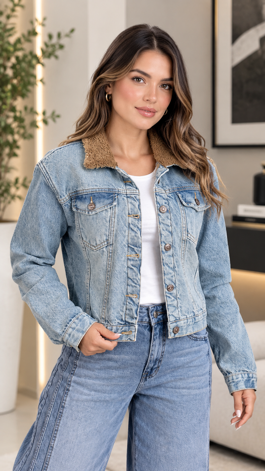 Chaqueta jean con ovejero 2406